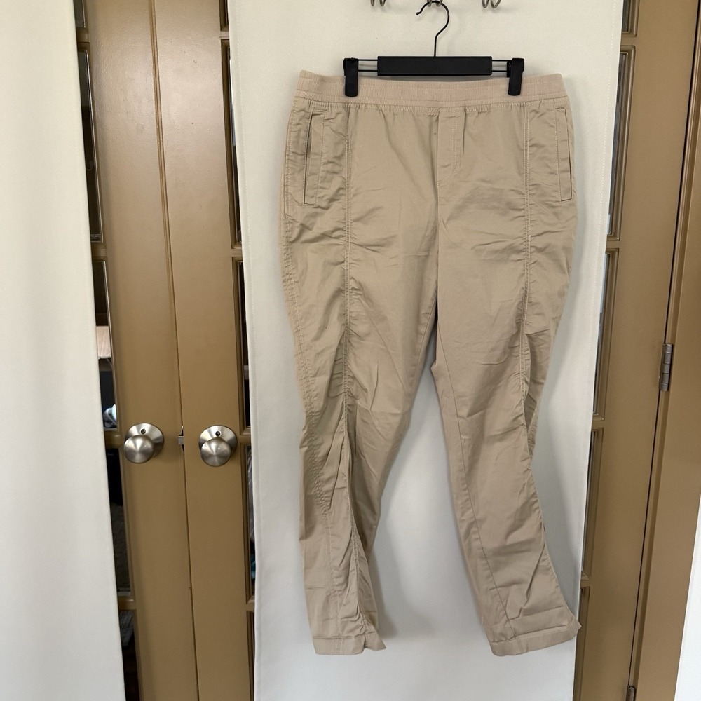 Eddie Bauer Womens 16 Tan Beige Pull On Rouched Casual Skinny Pants Bottoms